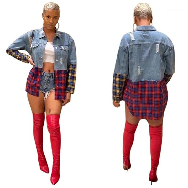 street style oversize long sleeved lapel neck coats womens fashion coats womens designer denim jackets plaid panelled, Black;brown
street style oversize long sleeved lapel neck coats womens fashion coats womens designer denim jackets plaid panelled, Black;brown