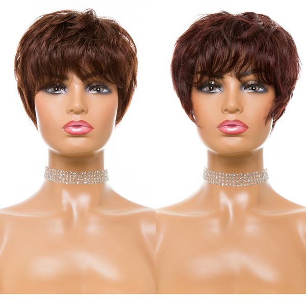 short cut straight hair wig 70% peruvian remy human hair full wigs for women brown red color with bangs wig, Black
short cut straight hair wig 70% peruvian remy human hair full wigs for women brown red color with bangs wig, Black