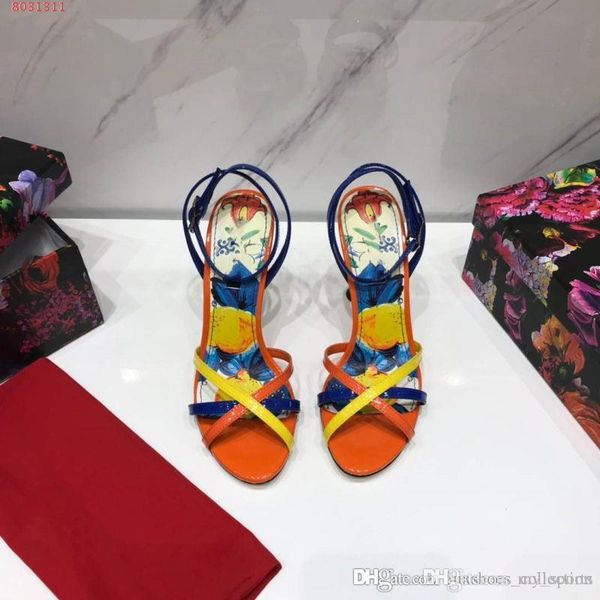 2019 early spring catwalk chunky high-heeled sandals, women shoes with multi-color stitching ,heel-height .5 cm, Black
2019 early spring catwalk chunky high-heeled sandals, women shoes with multi-color stitching ,heel-height .5 cm, Black
