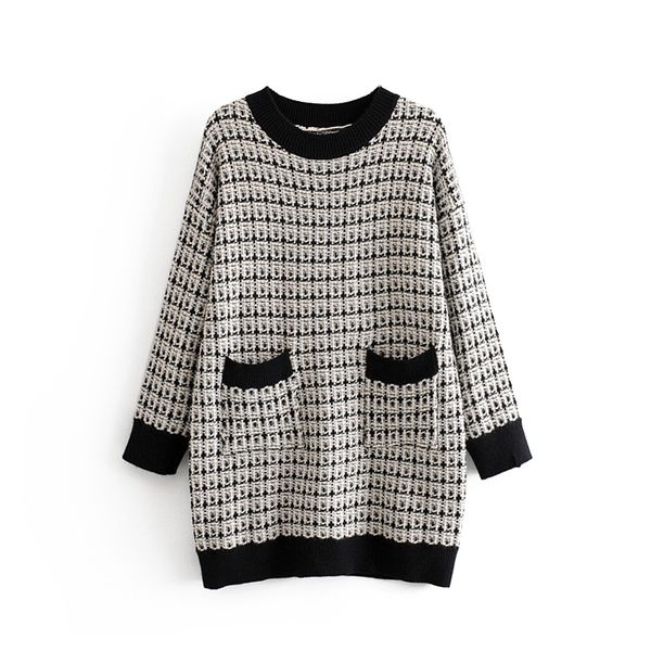 women's sweaters 2021 winter autumn knitted pullover with pocket for women female long sleeve ladies casual fashion, White;black
women's sweaters 2021 winter autumn knitted pullover with pocket for women female long sleeve ladies casual fashion, White;black