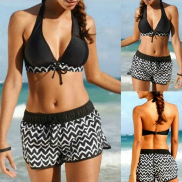 2020 serrated printed ladies 2020 serrated printed ladies bikini swimsuit bikini swimsuit, White;black