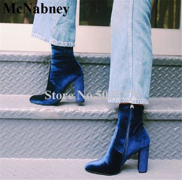 2019 european fashion solid blue flock pointed toe high hoof heel mid-calf short boots zip cover heel spring/autumn women shoes, Black
2019 european fashion solid blue flock pointed toe high hoof heel mid-calf short boots zip cover heel spring/autumn women shoes, Black