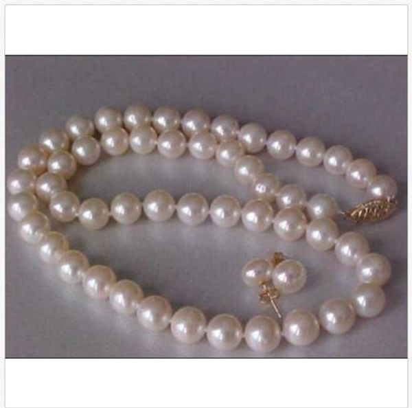 18"natural 9-10mm akoya white pearl necklace earring set 14k yellow gold, Silver
18"natural 9-10mm akoya white pearl necklace earring set 14k yellow gold, Silver