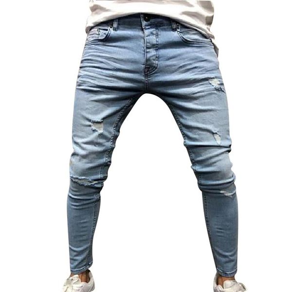 2019 new hole printing men denim jeans pants skinny slim fit elastic pants casual zipper pencil jeans plus size, Blue
2019 new hole printing men denim jeans pants skinny slim fit elastic pants casual zipper pencil jeans plus size, Blue