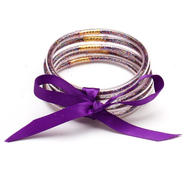 fashion glitter bangles set glitter filled silicone jelly all weather summer purple color bracelets 5pcs/set, Black
fashion glitter bangles set glitter filled silicone jelly all weather summer purple color bracelets 5pcs/set, Black
