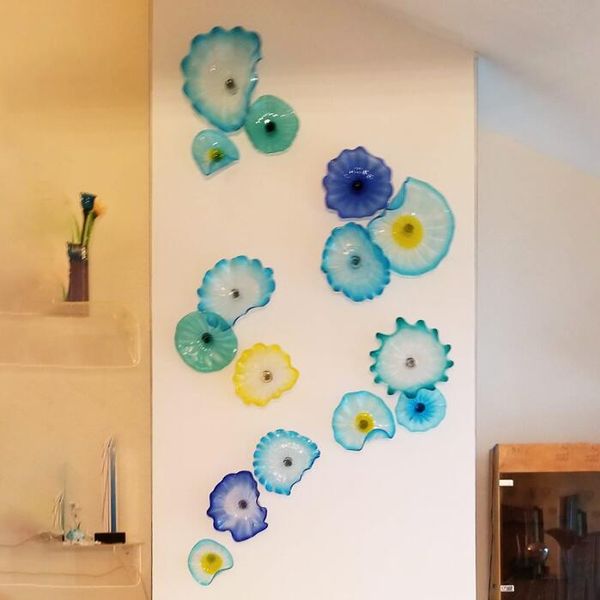 ocean murano flower plate arts lamps blue shade decoration 100% hand blown glass hanging plates wall art with scallop edge
ocean murano flower plate arts lamps blue shade decoration 100% hand blown glass hanging plates wall art with scallop edge