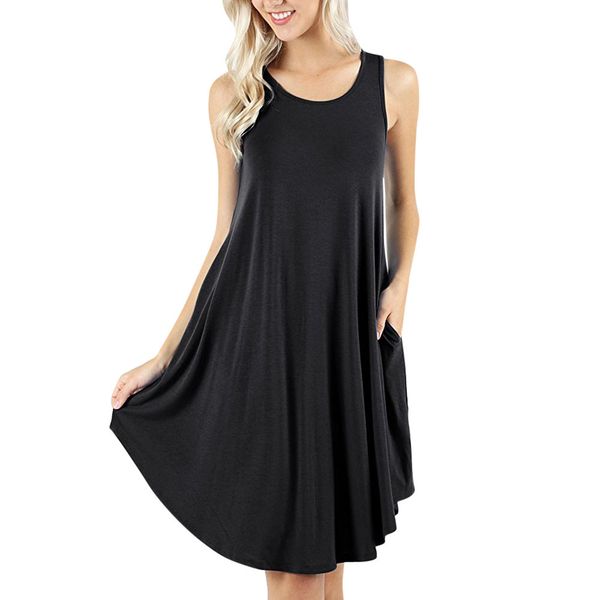 2018 dress female new fashion women's sleeveless dress pockets casual swing t-shirt dresses please check the vestidos, Black;gray
2018 dress female new fashion women's sleeveless dress pockets casual swing t-shirt dresses please check the vestidos, Black;gray