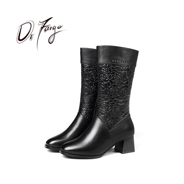 drfargo winter shoes women mid-calf boots genuine leather flower warm wool zipper black boots square heel size 34-41 323
drfargo winter shoes women mid-calf boots genuine leather flower warm wool zipper black boots square heel size 34-41 323
