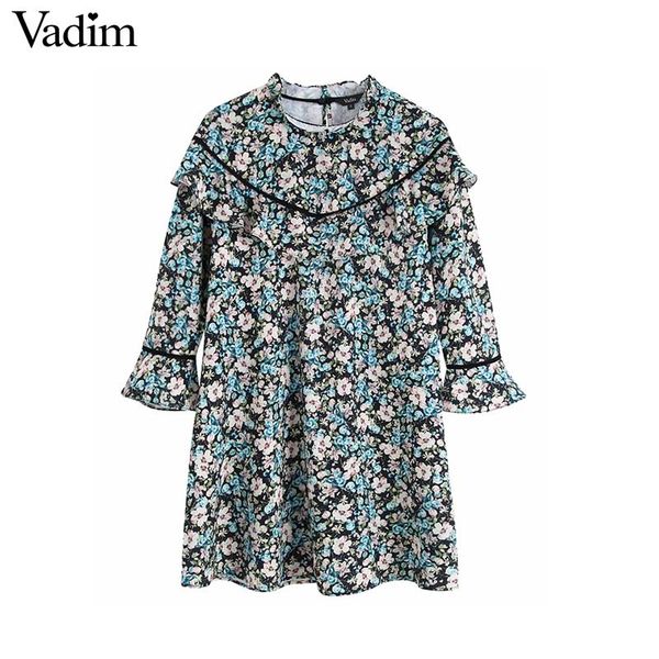 vadim women floral print dress ruffles long sleeve female casual straight dresses vintage chic knee length vestidos qc703, Black;gray
vadim women floral print dress ruffles long sleeve female casual straight dresses vintage chic knee length vestidos qc703, Black;gray