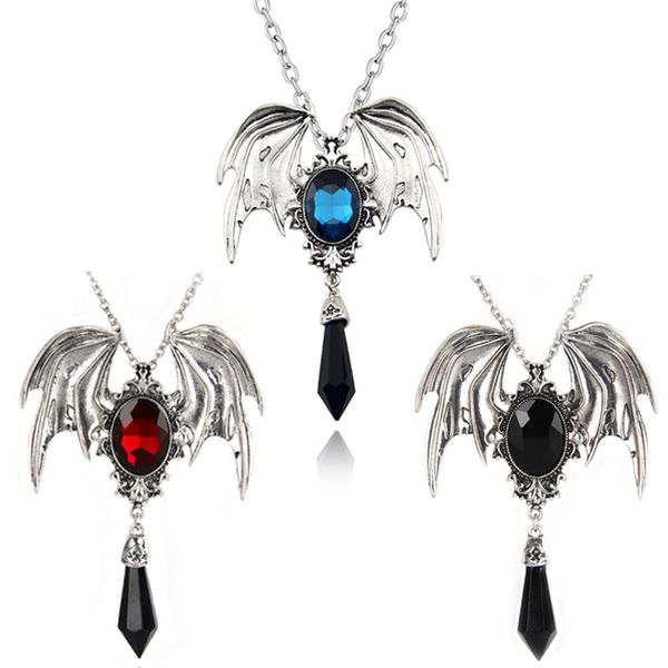 bat necklace gothic jewelry blue /red /black color bat wings crystal pendant women accessories for friends christmas gifts, Silver
bat necklace gothic jewelry blue /red /black color bat wings crystal pendant women accessories for friends christmas gifts, Silver