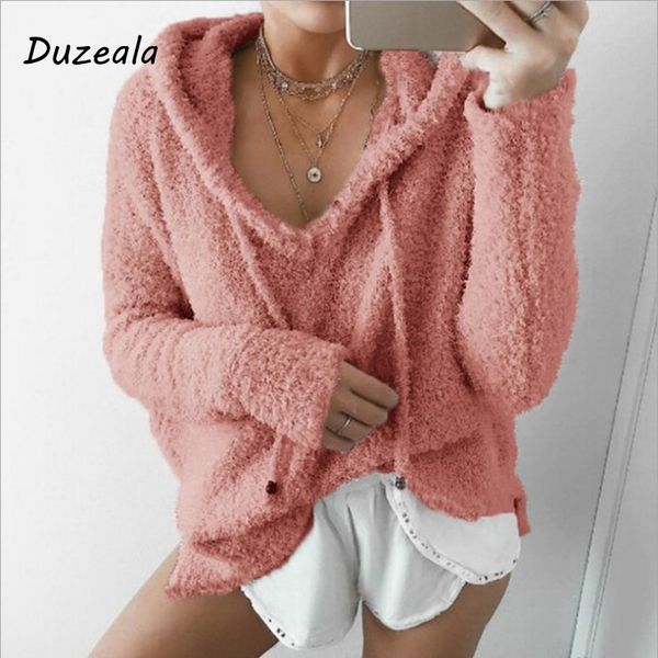 2018 autumn women casual mohair hooded pullovers v neck fleece sweater fashion sweet loose warm winter mohair pullover, White;black
2018 autumn women casual mohair hooded pullovers v neck fleece sweater fashion sweet loose warm winter mohair pullover, White;black