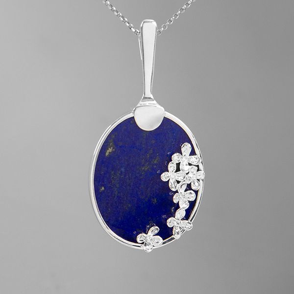 

inature 925 sterling silver violet flower with lapis lazuli necklace pendant long chain necklaces for women party gift jewelry