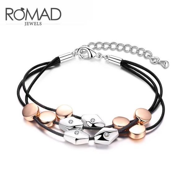 

roxi romad brand rose white gold color multilayer rope chain bangles bracelet for women luxury fashion jewelry gift bijoux, Golden;silver