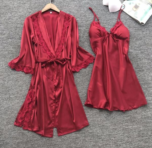 femme robe gown set summer nightwear lace sleepwear bathrobe bridesmaid wedding robes women lingerie set 2020, Black;red
femme robe gown set summer nightwear lace sleepwear bathrobe bridesmaid wedding robes women lingerie set 2020, Black;red