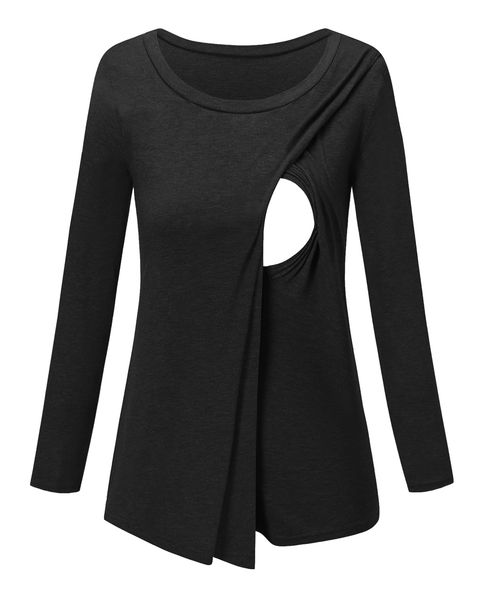 women's maternity long sleeve nursing front double layer side open loose breastfeeding shirt pregnant comfy stretch clothes, White
women's maternity long sleeve nursing front double layer side open loose breastfeeding shirt pregnant comfy stretch clothes, White