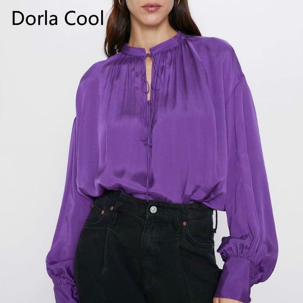 women's blouses & shirts 2021 spring women purple blouse bow collar loose shirt high street lady's casual chic oversized basic bl, White
women's blouses & shirts 2021 spring women purple blouse bow collar loose shirt high street lady's casual chic oversized basic bl, White