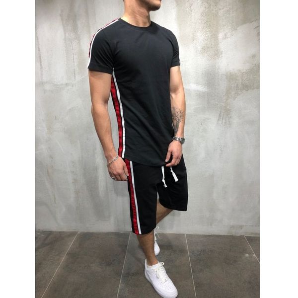 summer fashion men set side striped patchwork mens sportswear tracksuit casual short sleeve t-shirt drawstring shorts suit, Gray
summer fashion men set side striped patchwork mens sportswear tracksuit casual short sleeve t-shirt drawstring shorts suit, Gray