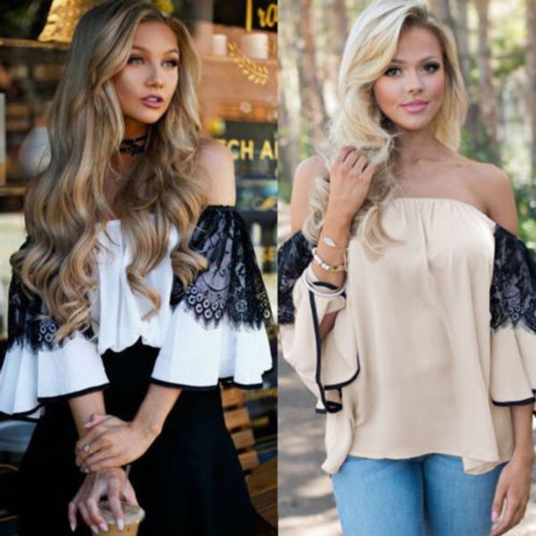 fashion women ladies casual party shirts summer long sleeve loose blouse jumper lace off shoulder chiffon blouses shirts, White
fashion women ladies casual party shirts summer long sleeve loose blouse jumper lace off shoulder chiffon blouses shirts, White