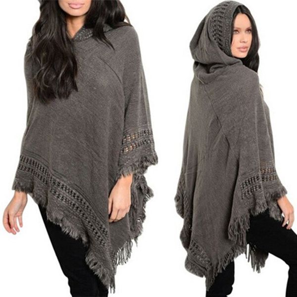 girl cloak hooded sweaters knit batwing poncho with hood cape coat tassel casual sweater outwear, Black
girl cloak hooded sweaters knit batwing poncho with hood cape coat tassel casual sweater outwear, Black