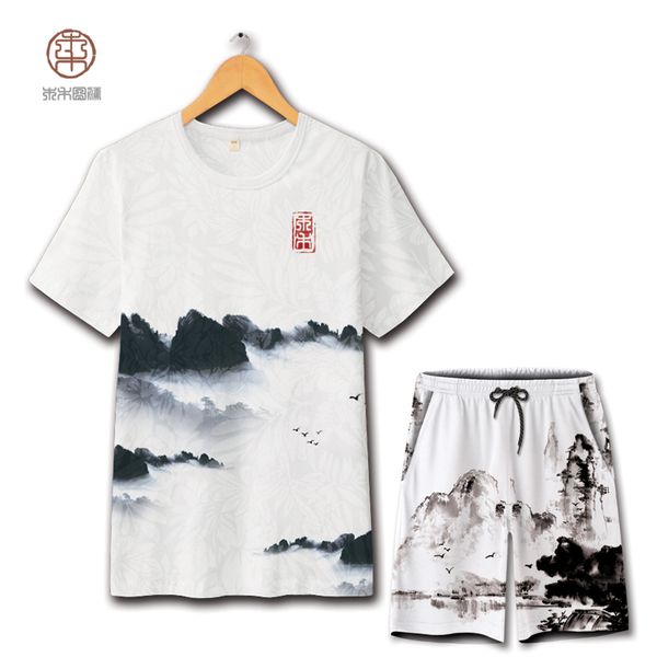 chinese style ink landscape painting oversized t shirt and shorts suit summer 2018 new soft comfortable quality mens short sets, Gray
chinese style ink landscape painting oversized t shirt and shorts suit summer 2018 new soft comfortable quality mens short sets, Gray