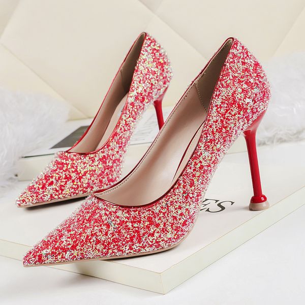 designer sequins bridal shoes pointed toe shallow 9.5cm thin heel fashion pumps lady banquet single shoes 9888-19, Black
designer sequins bridal shoes pointed toe shallow 9.5cm thin heel fashion pumps lady banquet single shoes 9888-19, Black