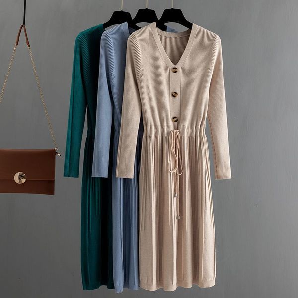 gigogou long knit women sweater maxi dress winter warm chic long sleeve pleated dress draswtring a line v neck midi dresses, Black;pink
gigogou long knit women sweater maxi dress winter warm chic long sleeve pleated dress draswtring a line v neck midi dresses, Black;pink