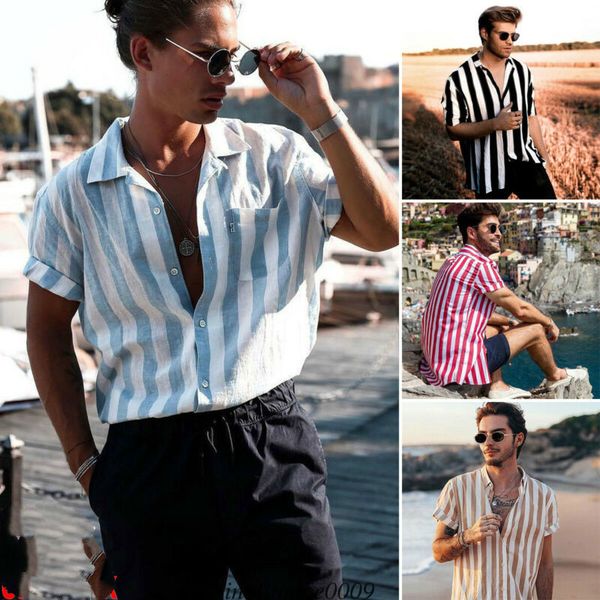 2020 men's short sleeve v-neck striped button up shirt summer casual blouse tee, White;black
2020 men's short sleeve v-neck striped button up shirt summer casual blouse tee, White;black