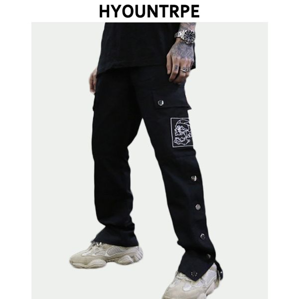 men's casual hip hop joggers side button trouser elastic waist drawstring sweatpants 2019 new cargo pockets streetwear man pants, Black
men's casual hip hop joggers side button trouser elastic waist drawstring sweatpants 2019 new cargo pockets streetwear man pants, Black