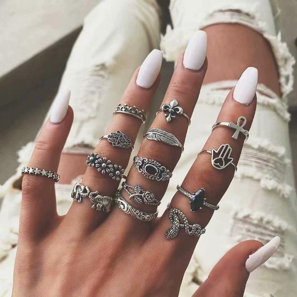 cluster rings 14 pcs/set women fashion star moon cross elephant ring hollow geometric set wedding jewelry, Golden;silver
cluster rings 14 pcs/set women fashion star moon cross elephant ring hollow geometric set wedding jewelry, Golden;silver