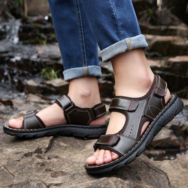 summer layer leather wild men's sandals thick soft bottom non-slip sandals and slippers men's summer thick bottom beach shoe, Black
summer layer leather wild men's sandals thick soft bottom non-slip sandals and slippers men's summer thick bottom beach shoe, Black