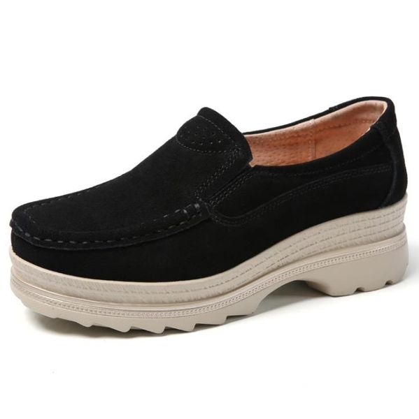 women's shoes leather thick bottom non-slip flats women casual shoes, Black 
women's shoes leather thick bottom non-slip flats women casual shoes, Black