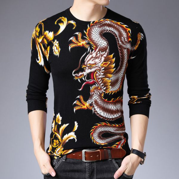 autumn 2019 sweater men jersey clothing black gold dragon print sweater pullover for men casual club party dj clothing, White;black
autumn 2019 sweater men jersey clothing black gold dragon print sweater pullover for men casual club party dj clothing, White;black