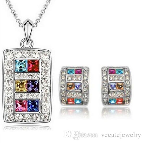 18k white gold plated geometric rectangle crystal necklace earrings wedding jewelry set made with swarovski elements wedding jewelry sets, Silver
18k white gold plated geometric rectangle crystal necklace earrings wedding jewelry set made with swarovski elements wedding jewelry sets, Silver