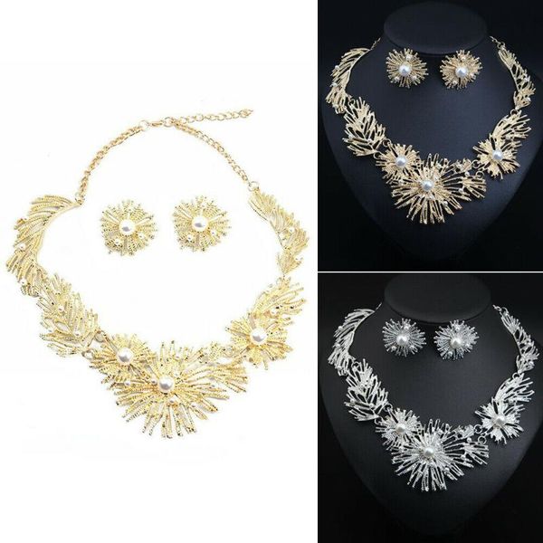 earrings & necklace imitation pearls jewelry set stud statement for women bridal wedding party fashion gifts, Silver
earrings & necklace imitation pearls jewelry set stud statement for women bridal wedding party fashion gifts, Silver