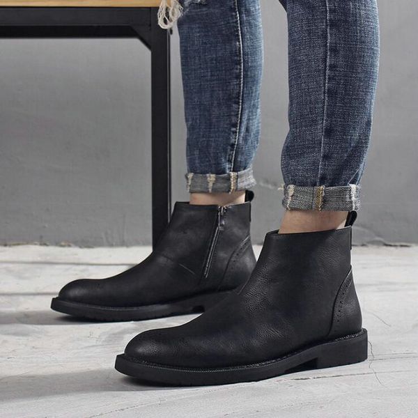 men shoes leather boots fashion men ankle boot popular casual shoes new outdoor boots, Black
men shoes leather boots fashion men ankle boot popular casual shoes new outdoor boots, Black