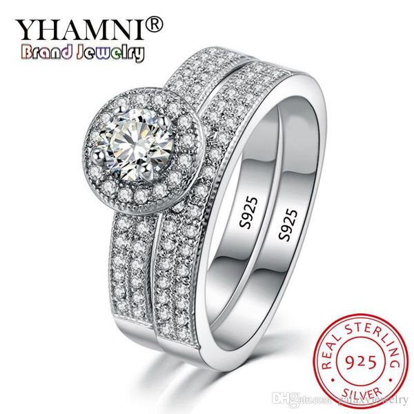 yhamni 2pcs/set real original 925 sterling silver rings set gift wedding jewelry zircon cz engagement rings for women kbr007, Slivery;golden
yhamni 2pcs/set real original 925 sterling silver rings set gift wedding jewelry zircon cz engagement rings for women kbr007, Slivery;golden