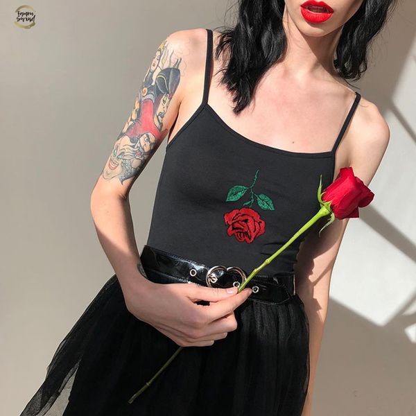 women black rose embroidered crop backles sleeveless crop shirt camis s summer 2019, White
women black rose embroidered crop backles sleeveless crop shirt camis s summer 2019, White
