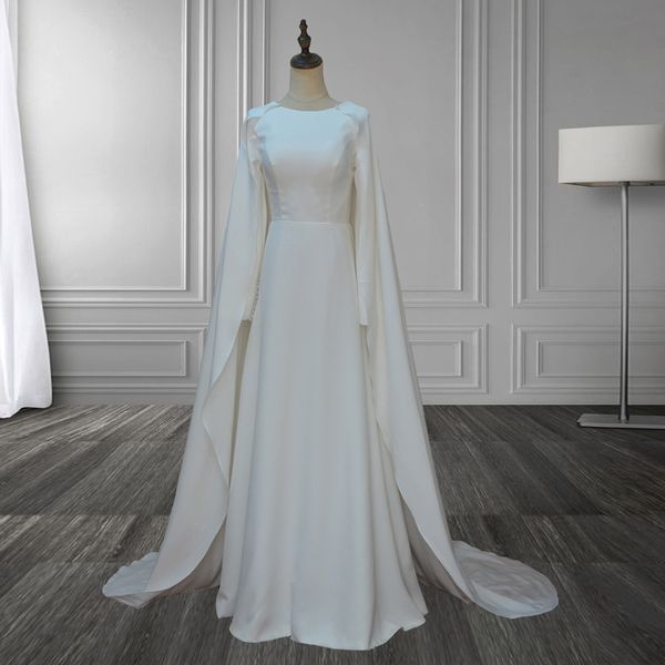 vintage a line simple wedding dresses white jewel neck satin wedding dresses unique ruched long sleeve wedding dresses with watteau train
vintage a line simple wedding dresses white jewel neck satin wedding dresses unique ruched long sleeve wedding dresses with watteau train