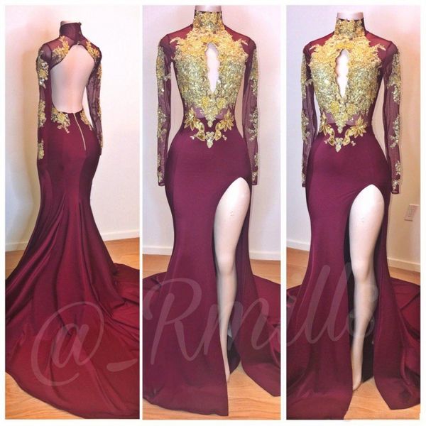 royal blue mermaid split side prom dresses new high neck with gold applique lace sequin beads charming evening party gowns, Red
royal blue mermaid split side prom dresses new high neck with gold applique lace sequin beads charming evening party gowns, Red