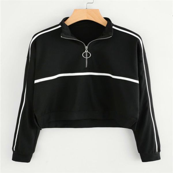 fashion striped women hoodies casual womens long sleeve zipper sweatshirt jumper pullover strapless harajuku hoody ladies, Black
fashion striped women hoodies casual womens long sleeve zipper sweatshirt jumper pullover strapless harajuku hoody ladies, Black
