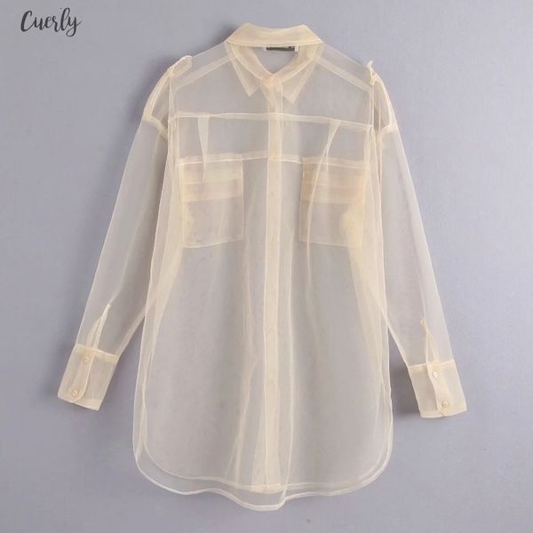 new women pocket decoration transparent mesh blouse long sleeve smock shirts leisure sunscreen chemise blusas solid ls3964, White
new women pocket decoration transparent mesh blouse long sleeve smock shirts leisure sunscreen chemise blusas solid ls3964, White