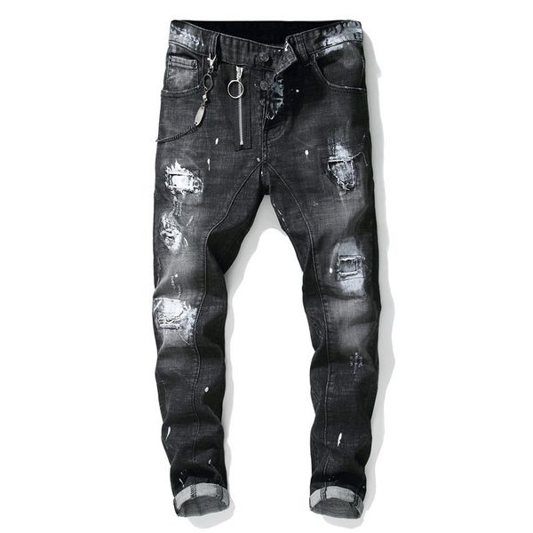 moruancle men's hi street ripped painted jeans pants with holes streetwear distressed denim trousers black printed jeans, Blue
moruancle men's hi street ripped painted jeans pants with holes streetwear distressed denim trousers black printed jeans, Blue