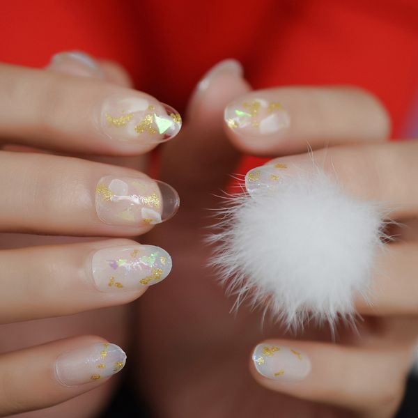 oval short clear glued nails fluff transprent gold sequin glitter designe false nail sticker on back honorable lady fingernail, Red;gold
oval short clear glued nails fluff transprent gold sequin glitter designe false nail sticker on back honorable lady fingernail, Red;gold