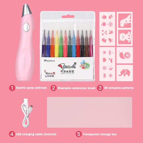 tianwen multi-function electric airbrush watercolor pen set 12 color hand-painted washable for student children graffiti drawing, Black;red
tianwen multi-function electric airbrush watercolor pen set 12 color hand-painted washable for student children graffiti drawing, Black;red