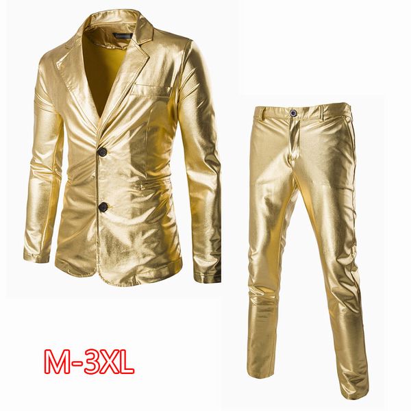 men coated gold suit set 2 pcs jackets + pants men blazers sets dress blazer set wedding party show shiny clothes, White;black
men coated gold suit set 2 pcs jackets + pants men blazers sets dress blazer set wedding party show shiny clothes, White;black