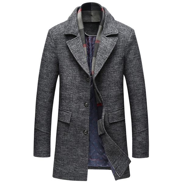 2019 new men wool winter coat thick warm slim fit trench coats male business smart scarf collar long overcoat cashmere brand, Black
2019 new men wool winter coat thick warm slim fit trench coats male business smart scarf collar long overcoat cashmere brand, Black