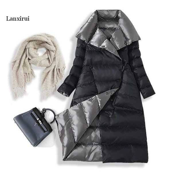new winter double sided jacket women ultra light white duck coat double thin long parkas outwear clothing, Black
new winter double sided jacket women ultra light white duck coat double thin long parkas outwear clothing, Black