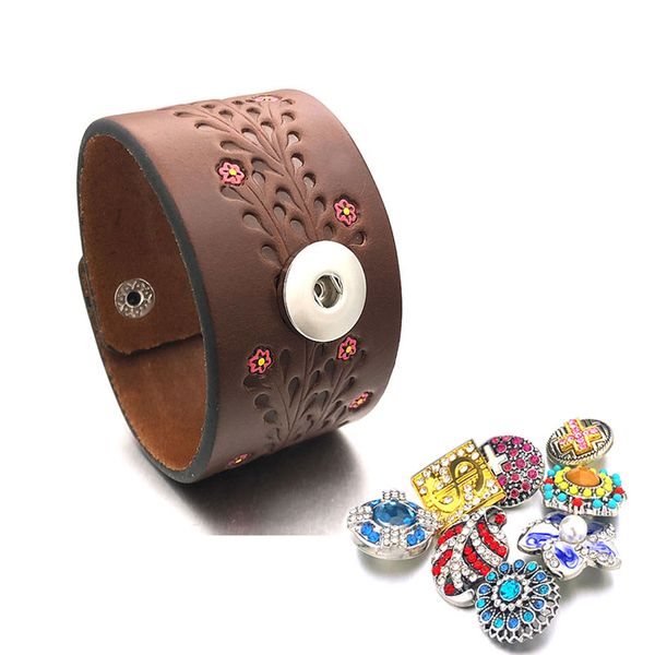 fashion punk flower bracelet 127 interchangeable really genuine leather 18mm snap button bangle charm jewelry for women men gift 23cm, Black
fashion punk flower bracelet 127 interchangeable really genuine leather 18mm snap button bangle charm jewelry for women men gift 23cm, Black