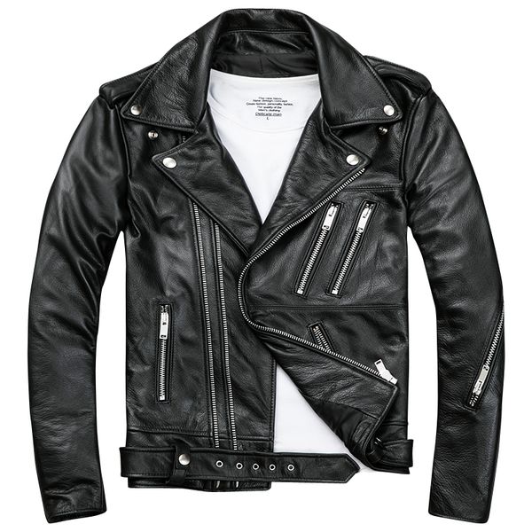 2019 black men biker's leather jacket double diagonal zipper genuine thick cowhide slim fit short motorcycle coat ing
2019 black men biker's leather jacket double diagonal zipper genuine thick cowhide slim fit short motorcycle coat ing