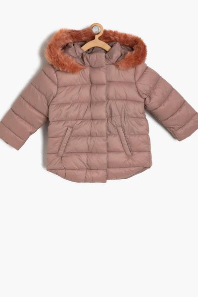 koton kids coffee baby girl hooded coat, Black;brown 
koton kids coffee baby girl hooded coat, Black;brown
